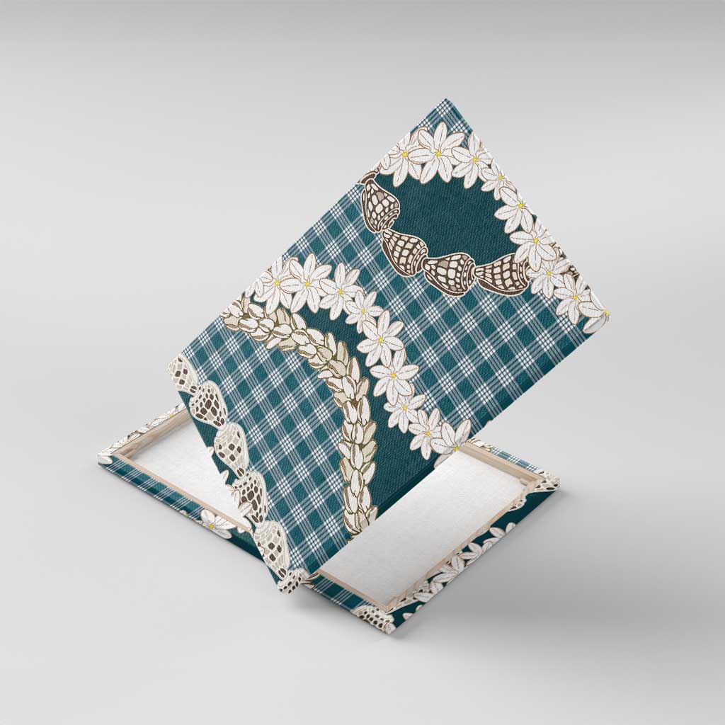 Dark Cyan Hawaii Tiare and Shell Lei Canvas Wall Art Hawaiian Palaka Luxury Vibes - Polynesian Pride