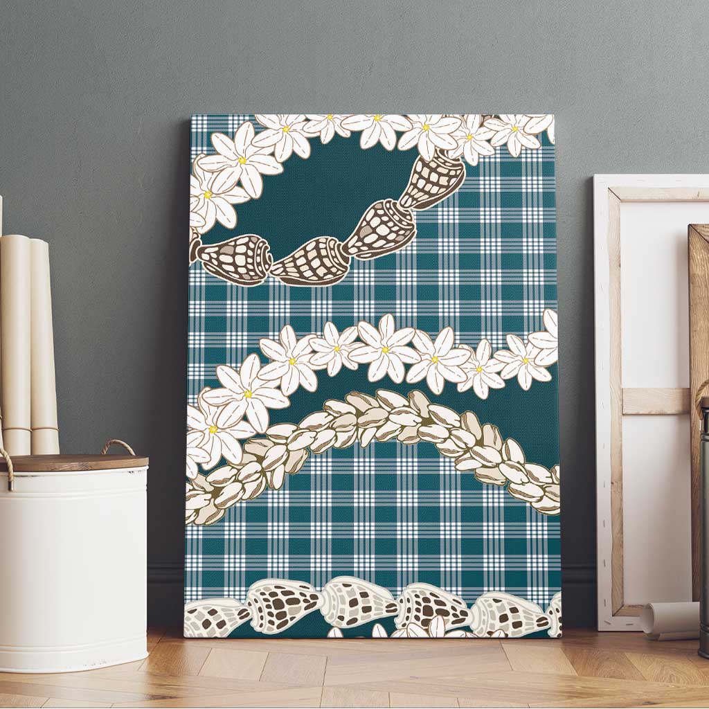 Dark Cyan Hawaii Tiare and Shell Lei Canvas Wall Art Hawaiian Palaka Luxury Vibes - Polynesian Pride