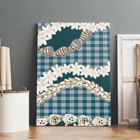 Dark Cyan Hawaii Tiare and Shell Lei Canvas Wall Art Hawaiian Palaka Luxury Vibes - Polynesian Pride