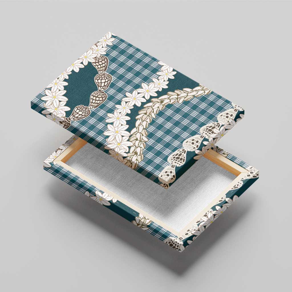 Dark Cyan Hawaii Tiare and Shell Lei Canvas Wall Art Hawaiian Palaka Luxury Vibes - Polynesian Pride