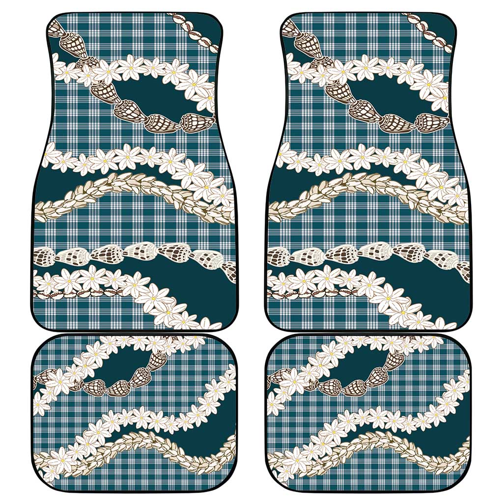 Dark Cyan Hawaii Tiare and Shell Lei Car Mats Hawaiian Palaka Luxury Vibes - Polynesian Pride