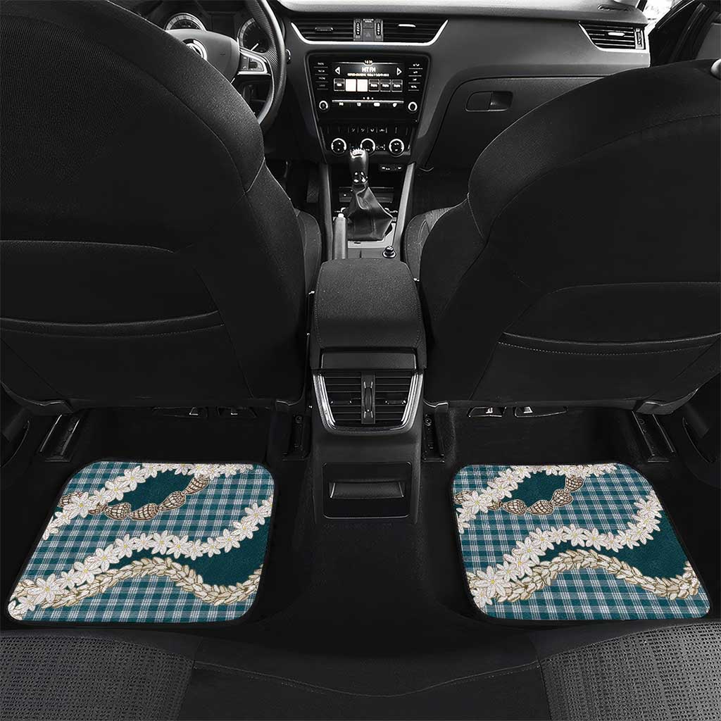 Dark Cyan Hawaii Tiare and Shell Lei Car Mats Hawaiian Palaka Luxury Vibes - Polynesian Pride