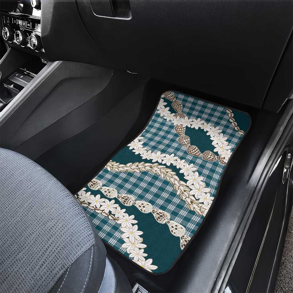 Dark Cyan Hawaii Tiare and Shell Lei Car Mats Hawaiian Palaka Luxury Vibes - Polynesian Pride