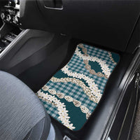 Dark Cyan Hawaii Tiare and Shell Lei Car Mats Hawaiian Palaka Luxury Vibes - Polynesian Pride
