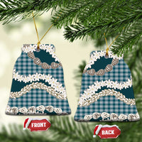 Dark Cyan Hawaii Tiare and Shell Lei Ceramic Ornament Hawaiian Palaka Luxury Vibes - Polynesian Pride