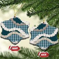 Dark Cyan Hawaii Tiare and Shell Lei Ceramic Ornament Hawaiian Palaka Luxury Vibes - Polynesian Pride