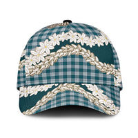 Dark Cyan Hawaii Tiare and Shell Lei Classic Cap Hawaiian Palaka Luxury Vibes - Polynesian Pride