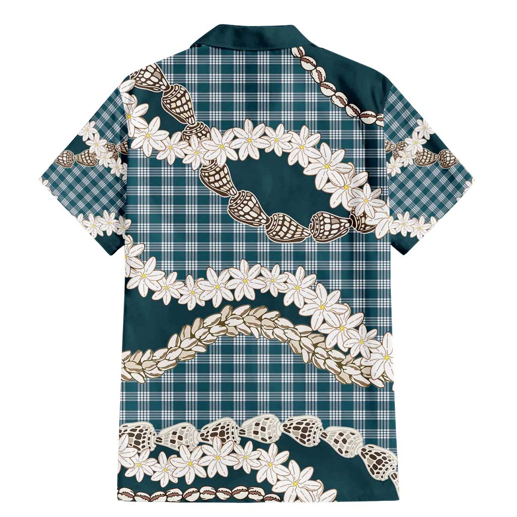 Dark Cyan Hawaii Tiare and Shell Lei Family Matching Mermaid Dress and Hawaiian Shirt Hawaiian Palaka Luxury Vibes - Polynesian Pride