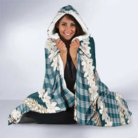 Dark Cyan Hawaii Tiare and Shell Lei Hooded Blanket Hawaiian Palaka Luxury Vibes - Polynesian Pride