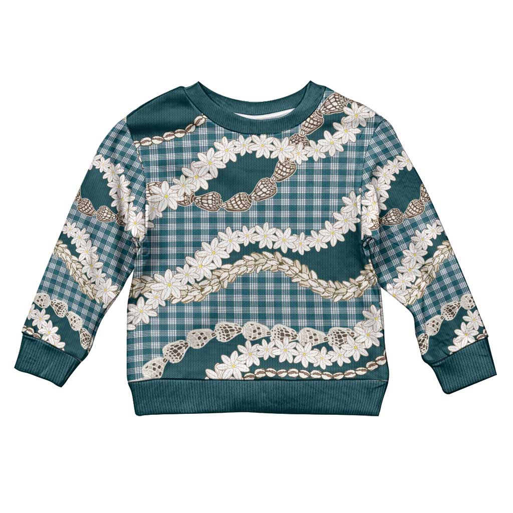 Dark Cyan Hawaii Tiare and Shell Lei Kid Ugly Christmas Sweater Hawaiian Palaka Luxury Vibes - Polynesian Pride