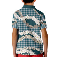 Dark Cyan Hawaii Tiare and Shell Lei Kid Polo Shirt Hawaiian Palaka Luxury Vibes - Polynesian Pride