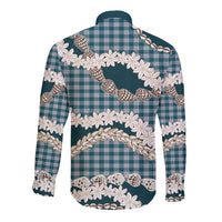 Dark Cyan Hawaii Tiare and Shell Lei Long Sleeve Button Shirt Hawaiian Palaka Luxury Vibes - Polynesian Pride