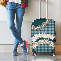 Dark Cyan Hawaii Tiare and Shell Lei Luggage Cover Hawaiian Palaka Luxury Vibes - Polynesian Pride