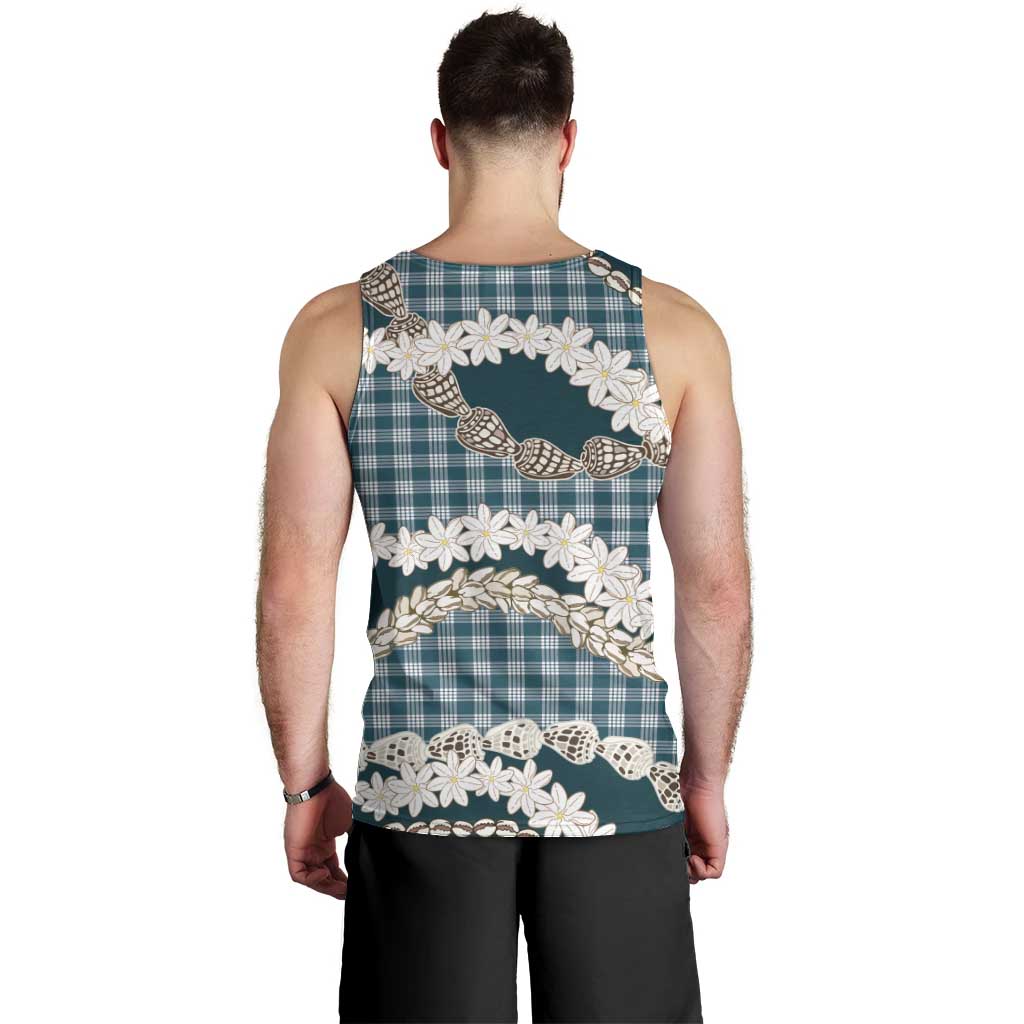 Dark Cyan Hawaii Tiare and Shell Lei Men Tank Top Hawaiian Palaka Luxury Vibes - Polynesian Pride