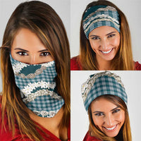 Dark Cyan Hawaii Tiare and Shell Lei Neck Gaiter Hawaiian Palaka Luxury Vibes - Polynesian Pride