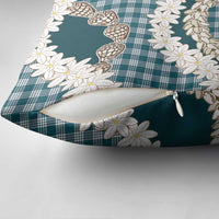 Dark Cyan Hawaii Tiare and Shell Lei Pillow Cover Hawaiian Palaka Luxury Vibes - Polynesian Pride