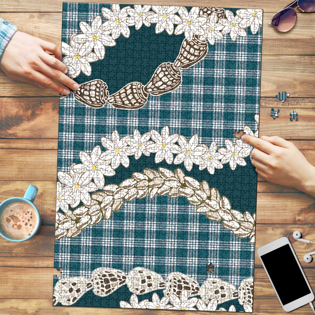 Dark Cyan Hawaii Tiare and Shell Lei Puzzle Hawaiian Palaka Luxury Vibes - Polynesian Pride