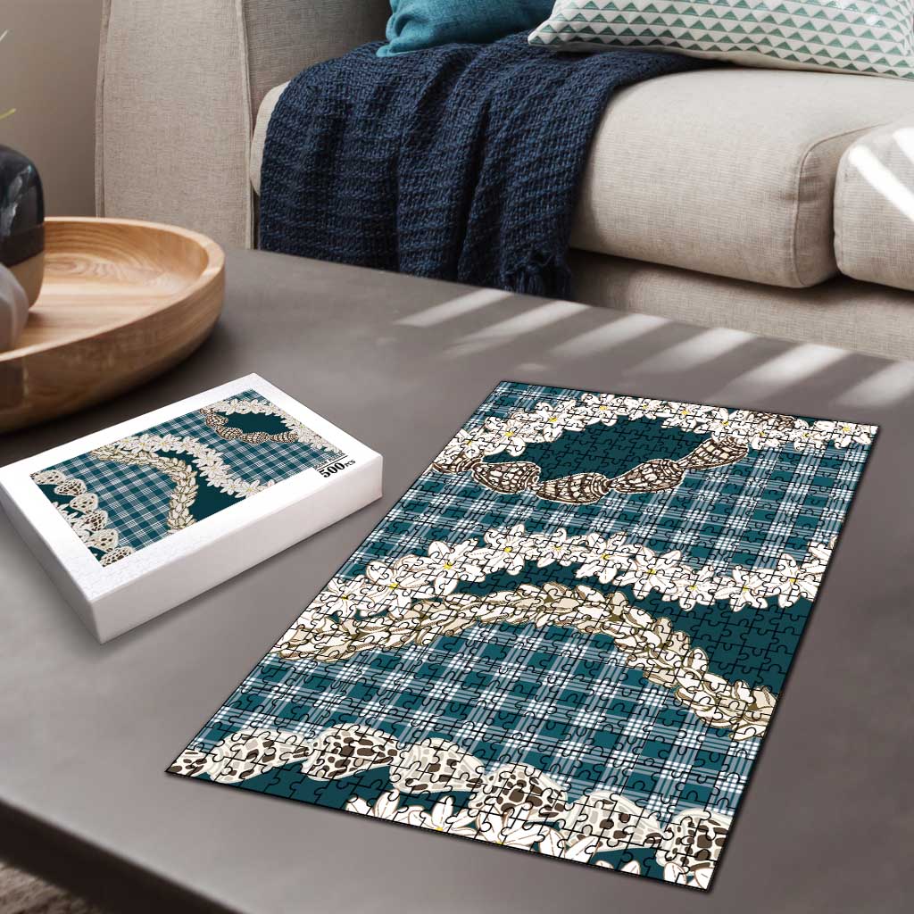 Dark Cyan Hawaii Tiare and Shell Lei Puzzle Hawaiian Palaka Luxury Vibes - Polynesian Pride