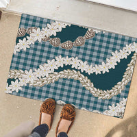 Dark Cyan Hawaii Tiare and Shell Lei Rubber Doormat Hawaiian Palaka Luxury Vibes - Polynesian Pride