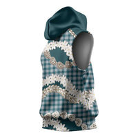 Dark Cyan Hawaii Tiare and Shell Lei Sleeveless Hoodie Hawaiian Palaka Luxury Vibes - Polynesian Pride
