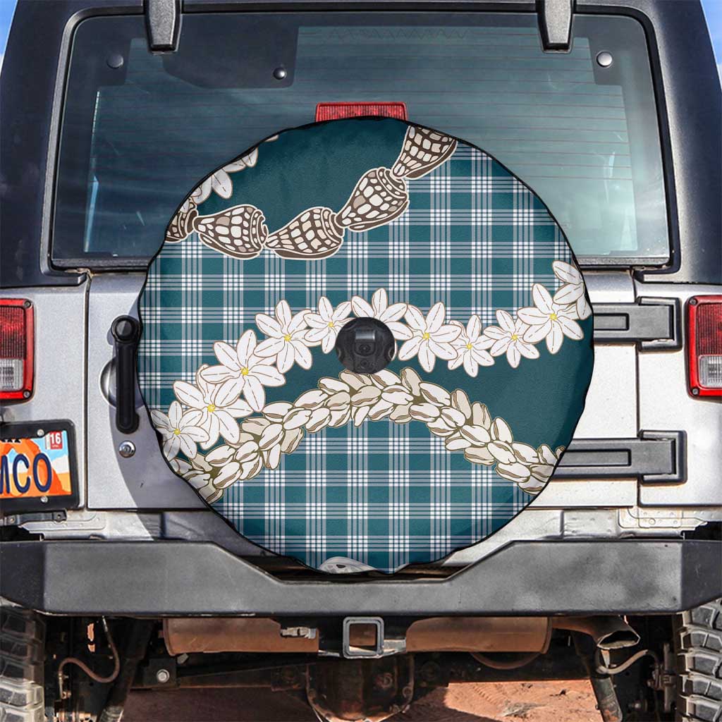 Dark Cyan Hawaii Tiare and Shell Lei Spare Tire Cover Hawaiian Palaka Luxury Vibes - Polynesian Pride