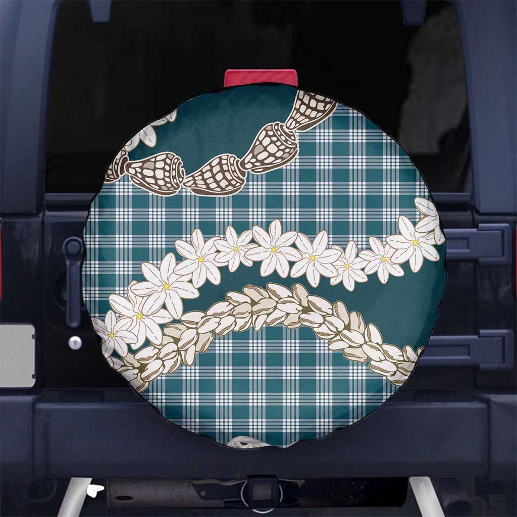Dark Cyan Hawaii Tiare and Shell Lei Spare Tire Cover Hawaiian Palaka Luxury Vibes - Polynesian Pride