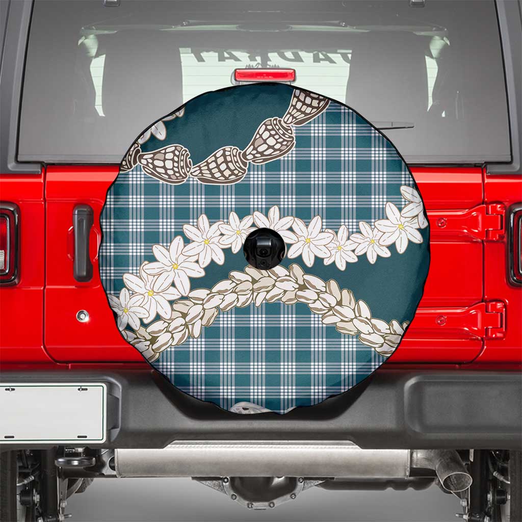 Dark Cyan Hawaii Tiare and Shell Lei Spare Tire Cover Hawaiian Palaka Luxury Vibes - Polynesian Pride