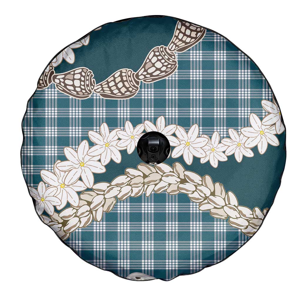 Dark Cyan Hawaii Tiare and Shell Lei Spare Tire Cover Hawaiian Palaka Luxury Vibes - Polynesian Pride