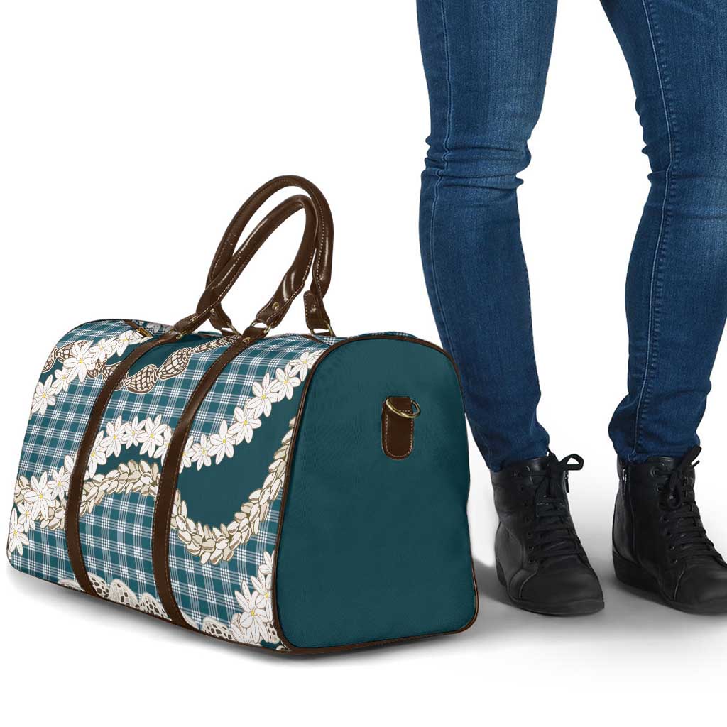 Dark Cyan Hawaii Tiare and Shell Lei Travel Bag Hawaiian Palaka Luxury Vibes - Polynesian Pride