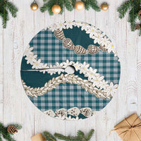Dark Cyan Hawaii Tiare and Shell Lei Tree Skirt Hawaiian Palaka Luxury Vibes - Polynesian Pride