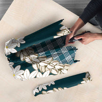 Dark Cyan Hawaii Tiare and Shell Lei Umbrella Hawaiian Palaka Luxury Vibes - Polynesian Pride