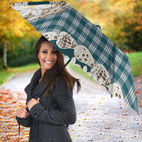 Dark Cyan Hawaii Tiare and Shell Lei Umbrella Hawaiian Palaka Luxury Vibes - Polynesian Pride