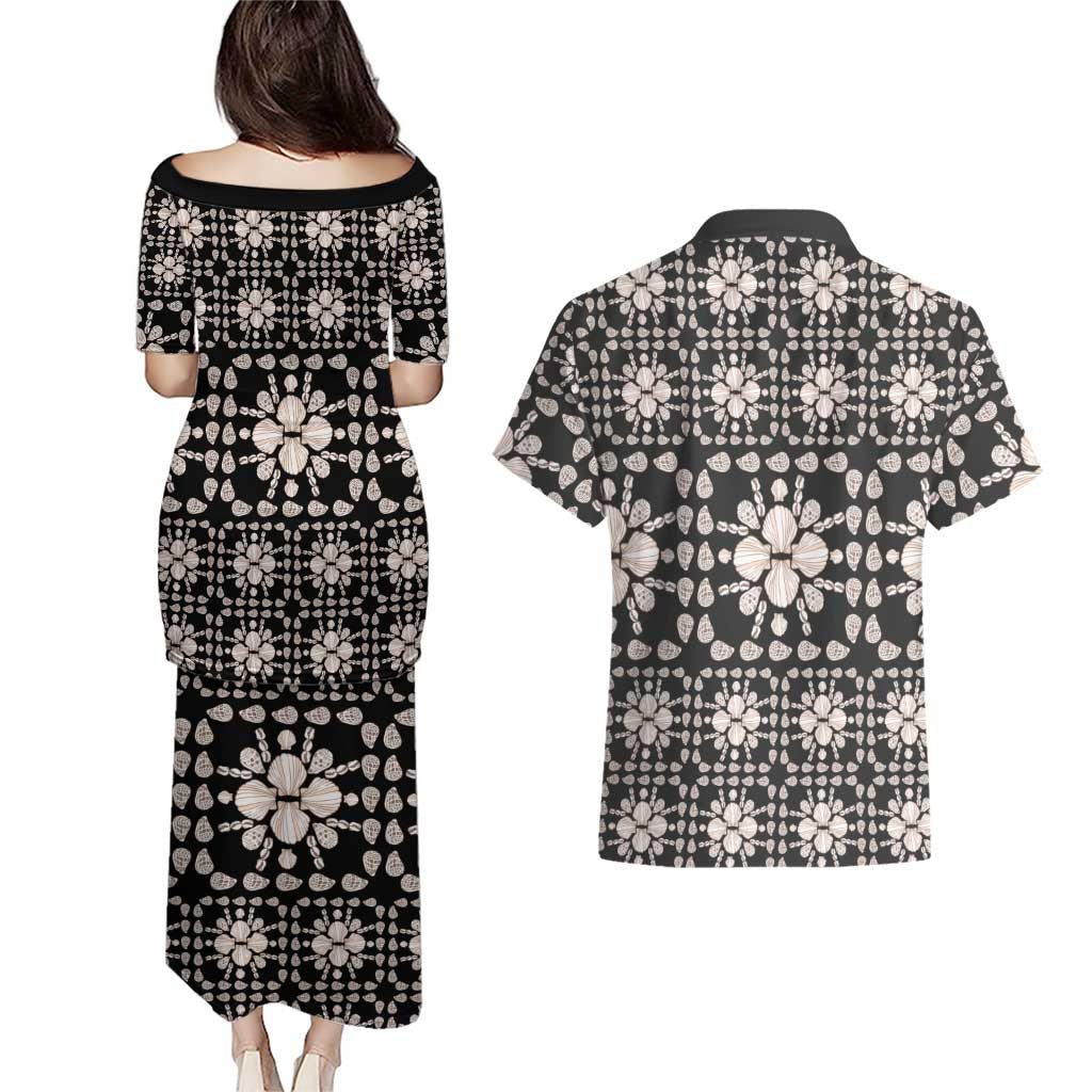Aloha Hawaii Shell Quilt Couples Matching Puletasi and Hawaiian Shirt Seamless Style - Polynesian Pride