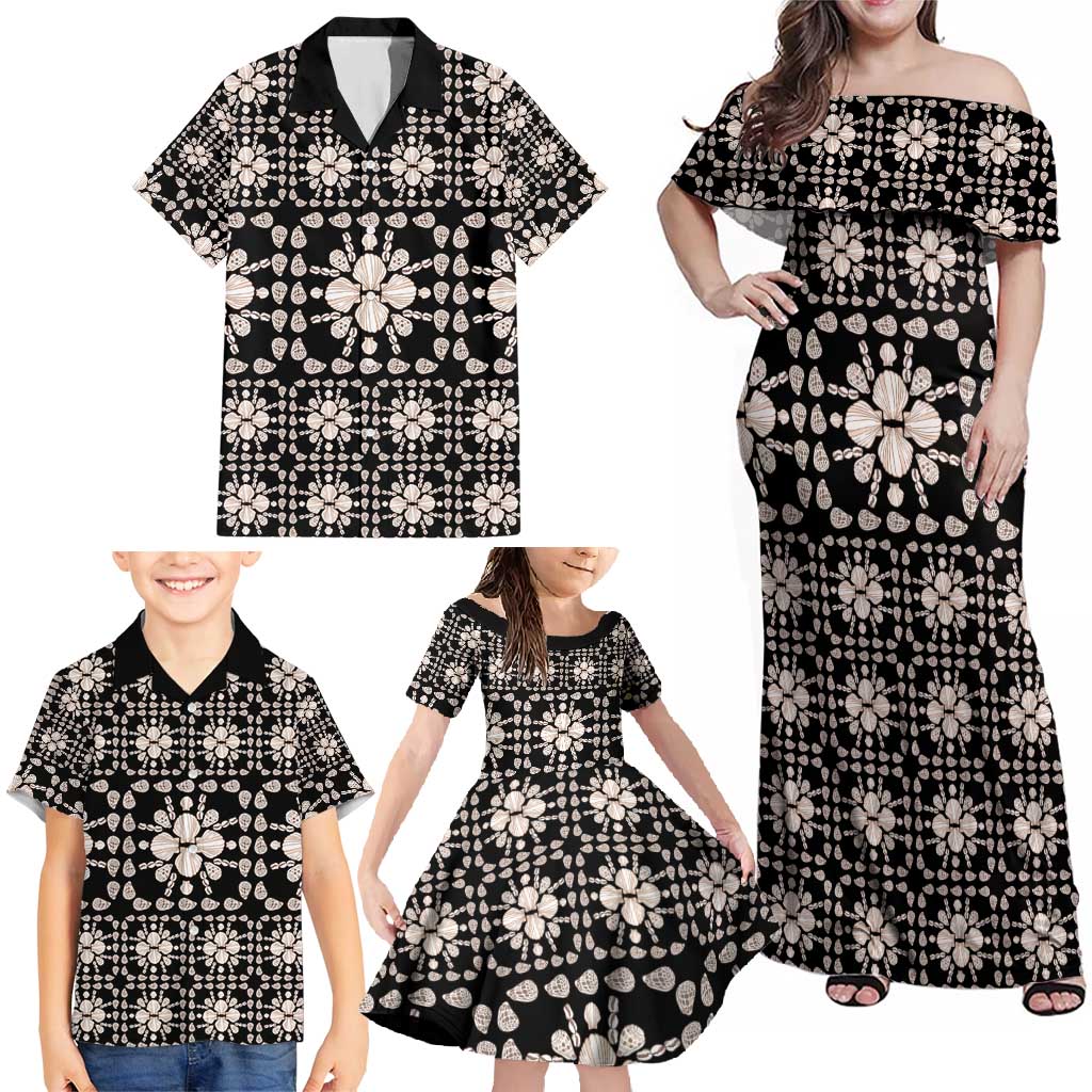Aloha Hawaii Shell Quilt Family Matching Off Shoulder Maxi Dress and Hawaiian Shirt Seamless Style - Polynesian Pride