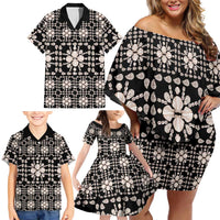 Aloha Hawaii Shell Quilt Family Matching Off Shoulder Short Dress and Hawaiian Shirt Seamless Style LT14 - Polynesian Pride
