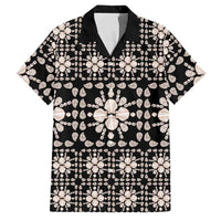 Aloha Hawaii Shell Quilt Family Matching Puletasi and Hawaiian Shirt Seamless Style LT14 Dad's Shirt - Short Sleeve Black - Polynesian Pride