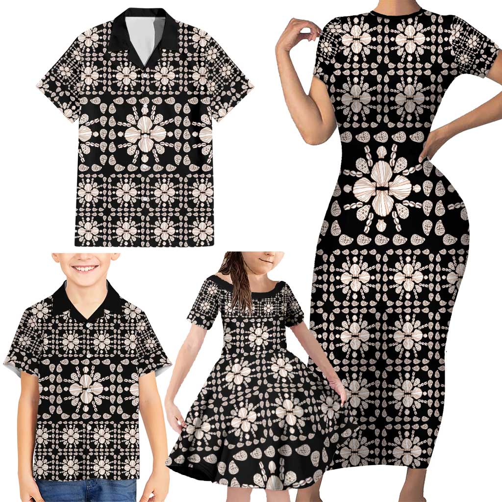 Aloha Hawaii Shell Quilt Family Matching Short Sleeve Bodycon Dress and Hawaiian Shirt Seamless Style - Polynesian Pride