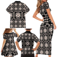 Aloha Hawaii Shell Quilt Family Matching Short Sleeve Bodycon Dress and Hawaiian Shirt Seamless Style - Polynesian Pride