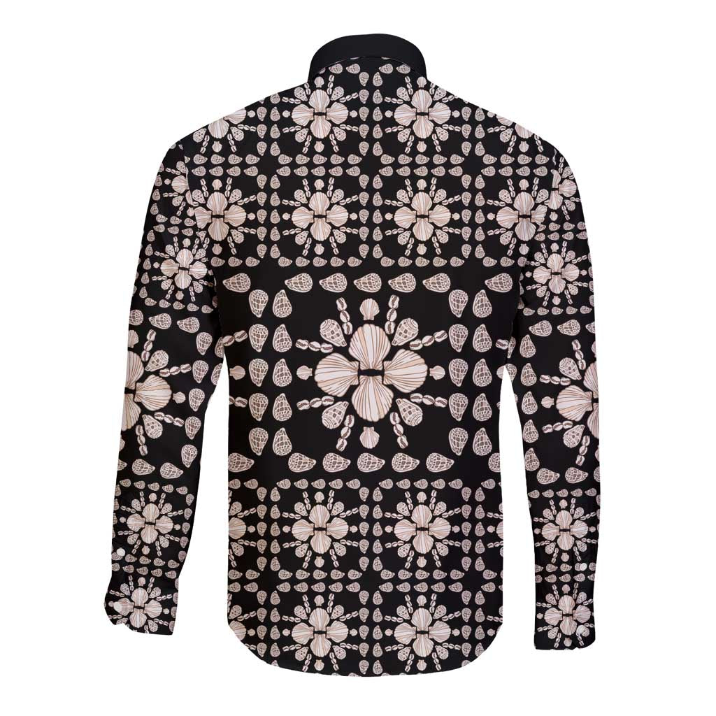 Aloha Hawaii Shell Quilt Long Sleeve Button Shirt Seamless Style - Polynesian Pride