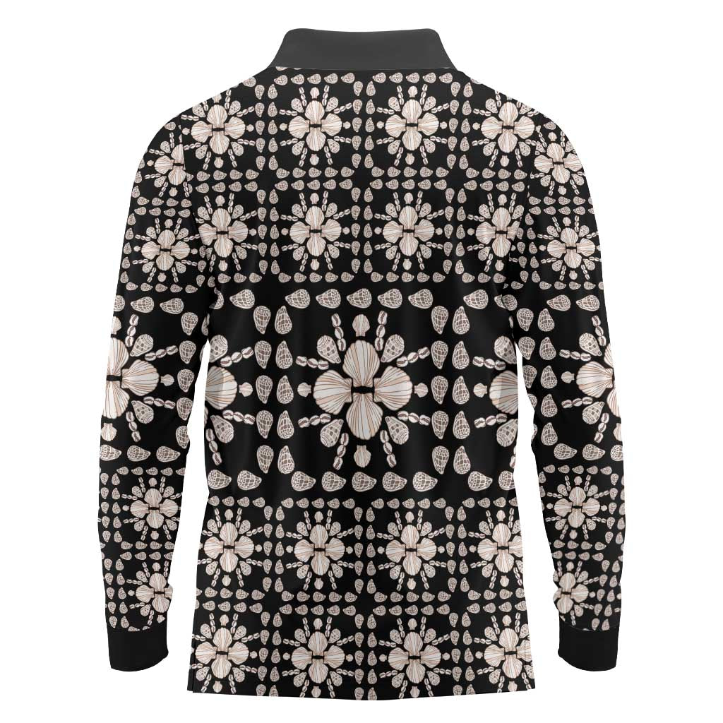 Aloha Hawaii Shell Quilt Long Sleeve Polo Shirt Seamless Style - Polynesian Pride