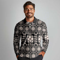 Aloha Hawaii Shell Quilt Long Sleeve Polo Shirt Seamless Style - Polynesian Pride