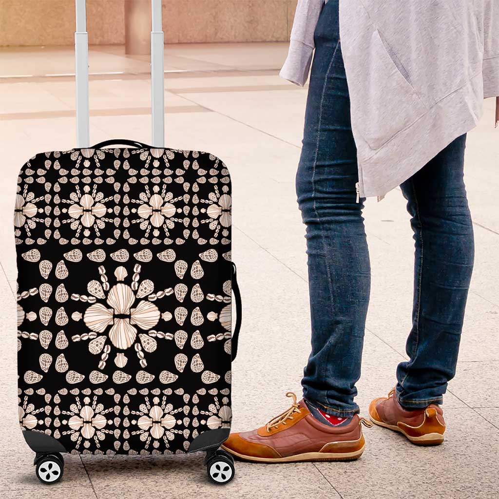 Aloha Hawaii Shell Quilt Luggage Cover Seamless Style LT14 Black - Polynesian Pride