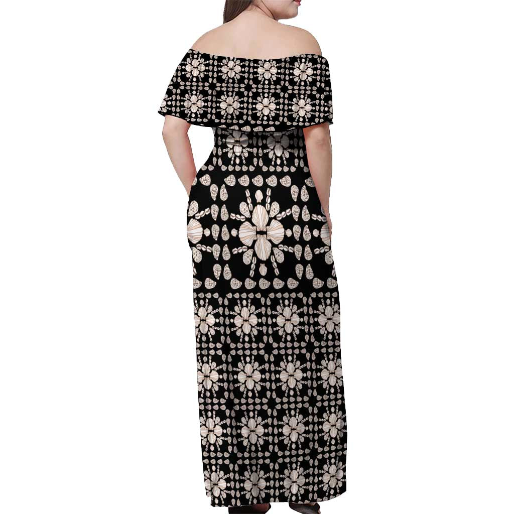 Aloha Hawaii Shell Quilt Off Shoulder Maxi Dress Seamless Style - Polynesian Pride