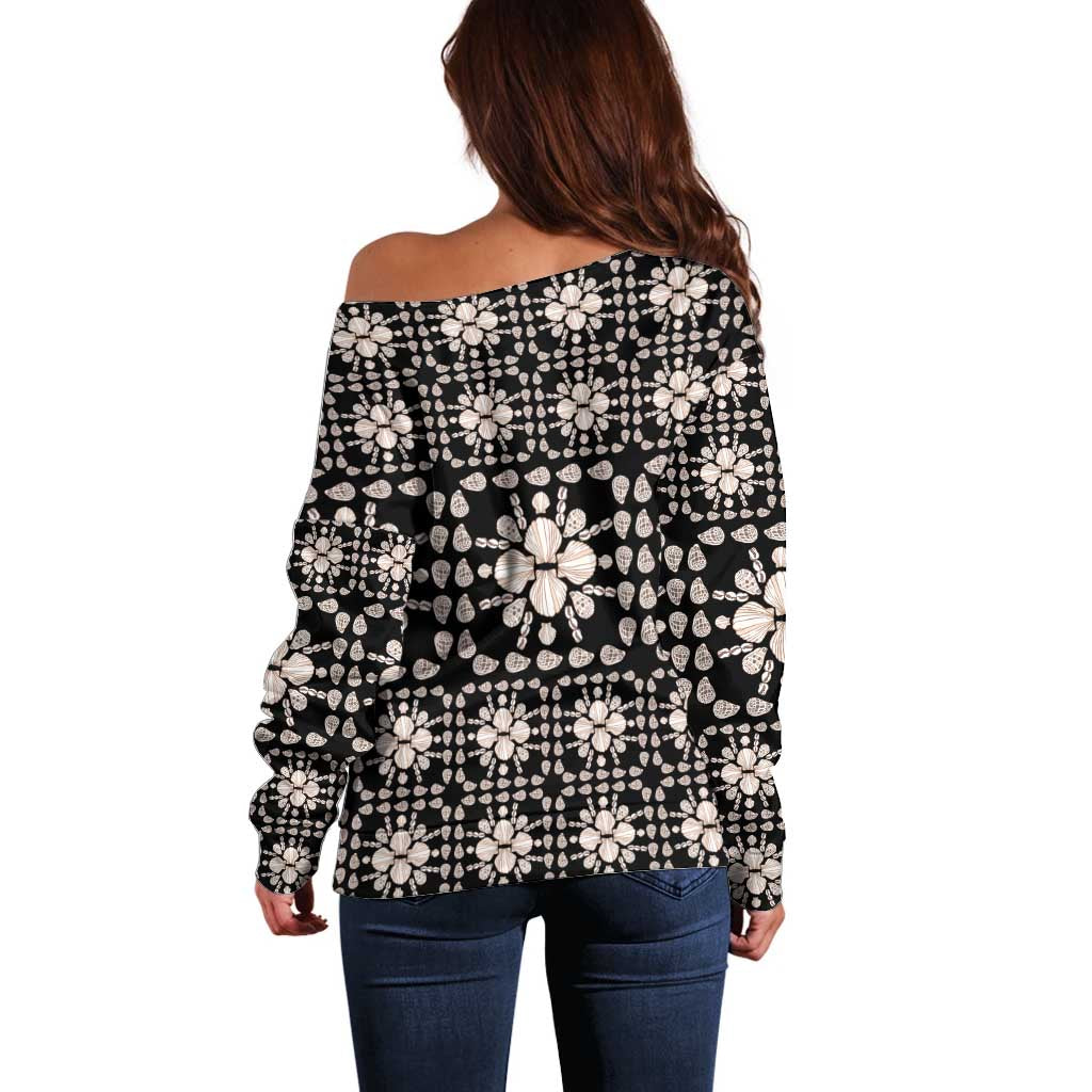 Aloha Hawaii Shell Quilt Off Shoulder Sweater Seamless Style LT14 - Polynesian Pride
