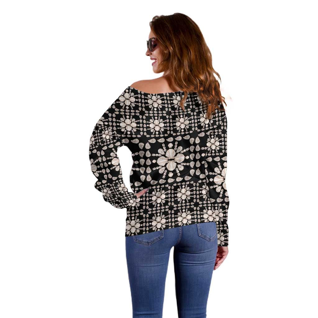 Aloha Hawaii Shell Quilt Off Shoulder Sweater Seamless Style LT14 - Polynesian Pride