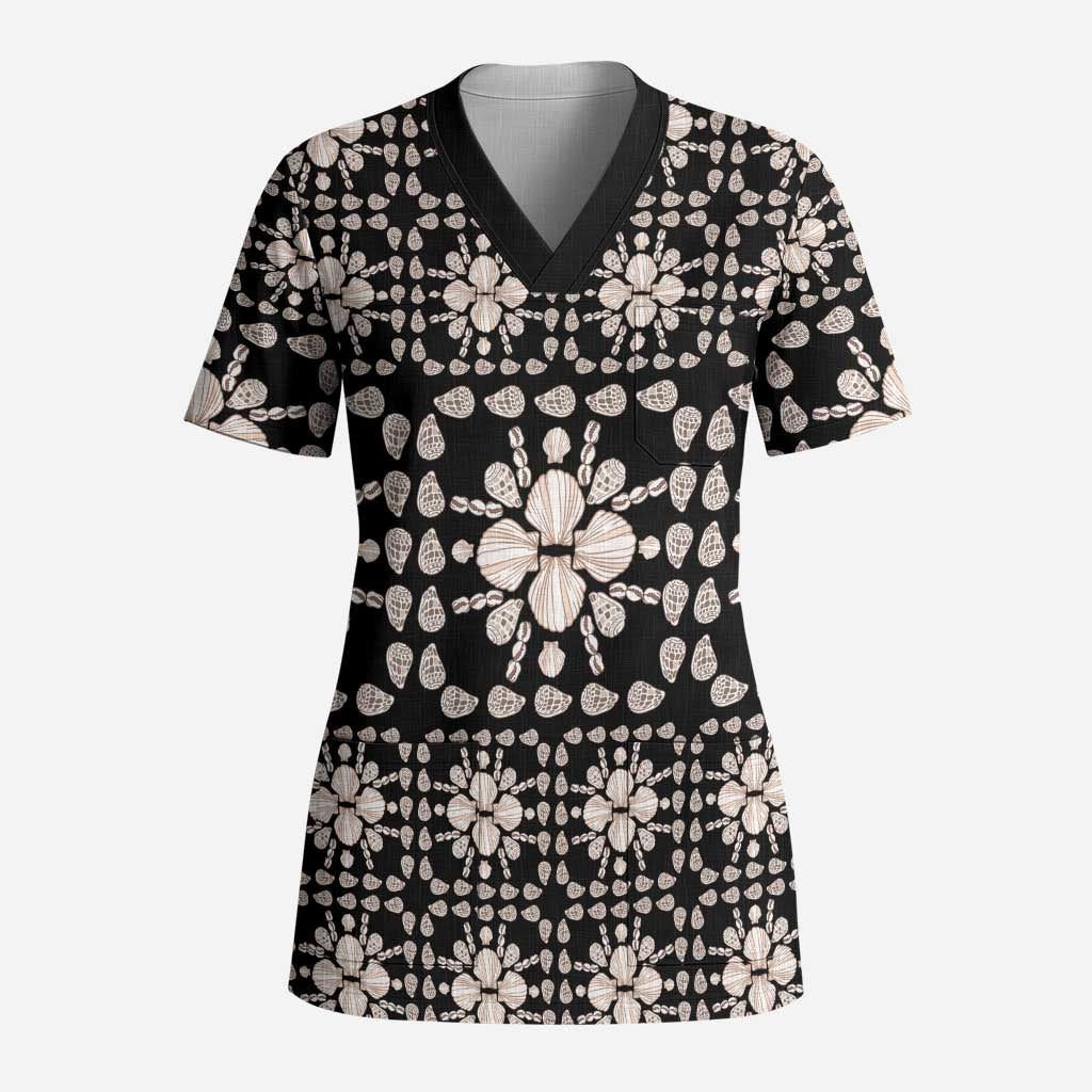 Aloha Hawaii Shell Quilt Scrub Top Seamless Style - Polynesian Pride