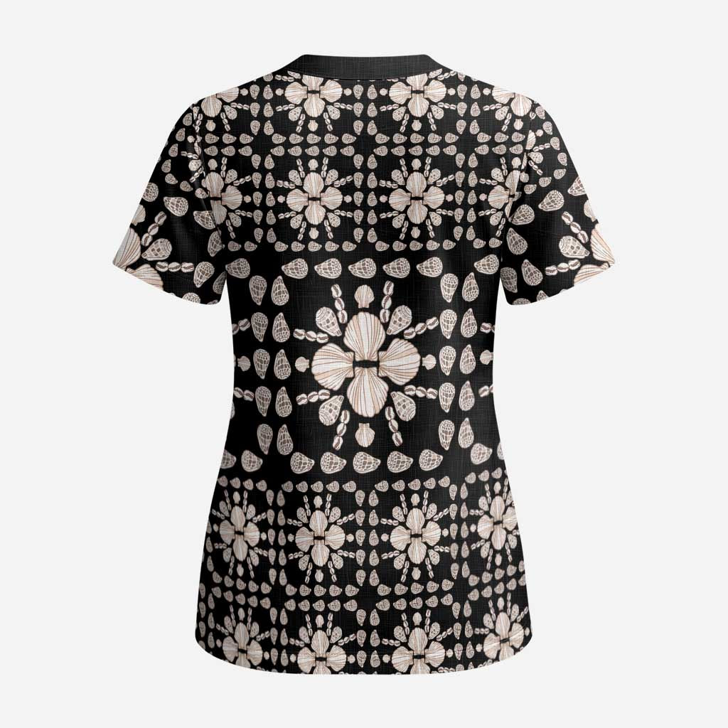 Aloha Hawaii Shell Quilt Scrub Top Seamless Style - Polynesian Pride