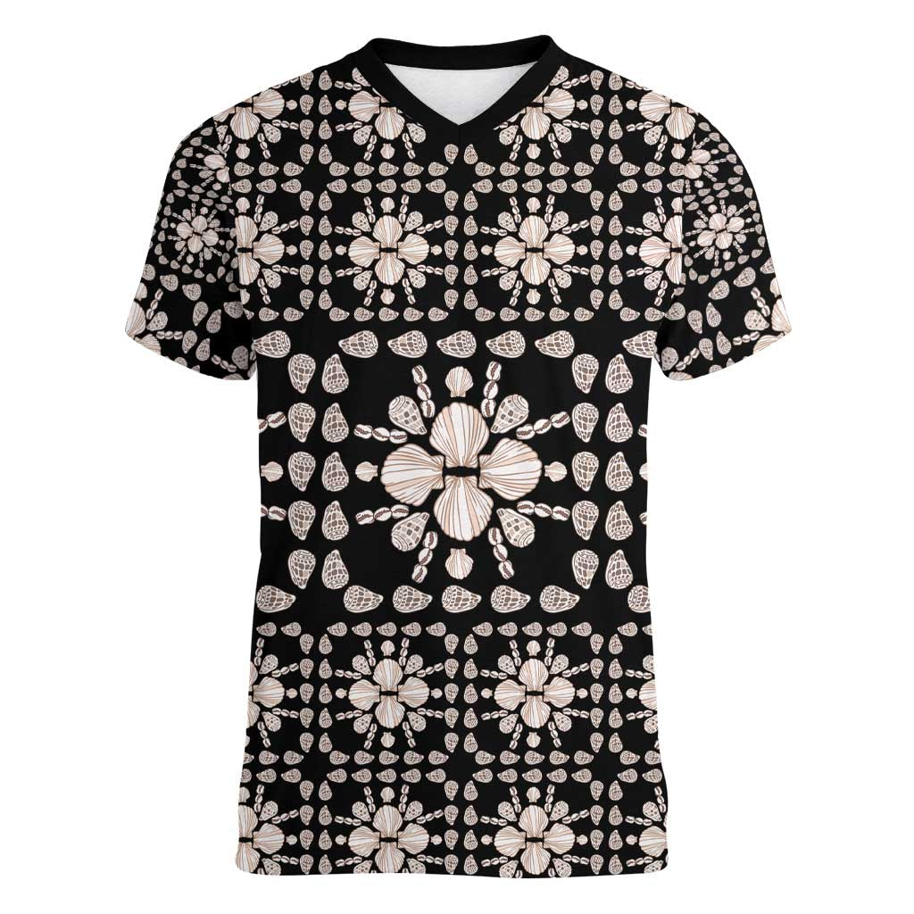 Aloha Hawaii Shell Quilt Women V-Neck T-Shirt Seamless Style - Polynesian Pride