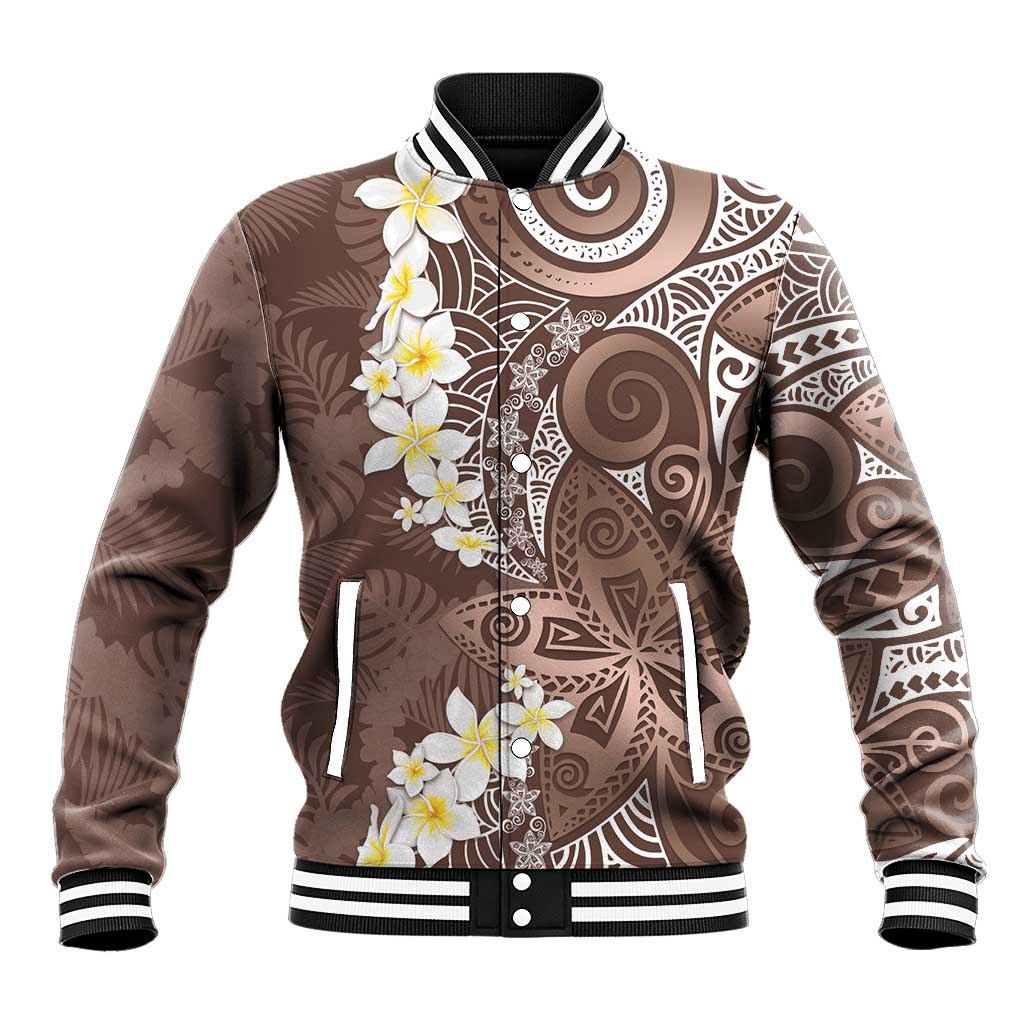 Mocha Mousse Polynesian Tribal Frangipani Tropical Vibe Baseball Jacket LT14 Unisex Mocha Mousse - Polynesian Pride
