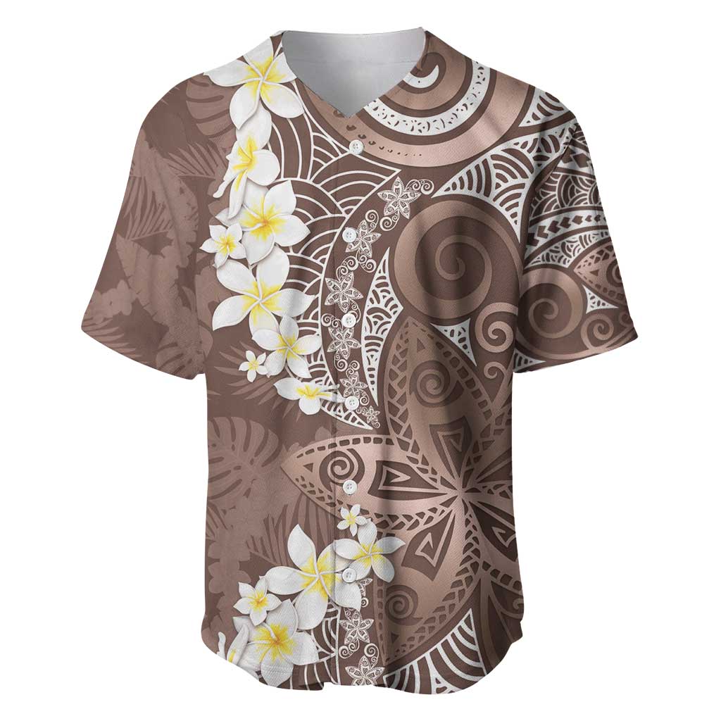 Mocha Mousse Polynesian Tribal Frangipani Tropical Vibe Baseball Jersey LT14 Mocha Mousse - Polynesian Pride